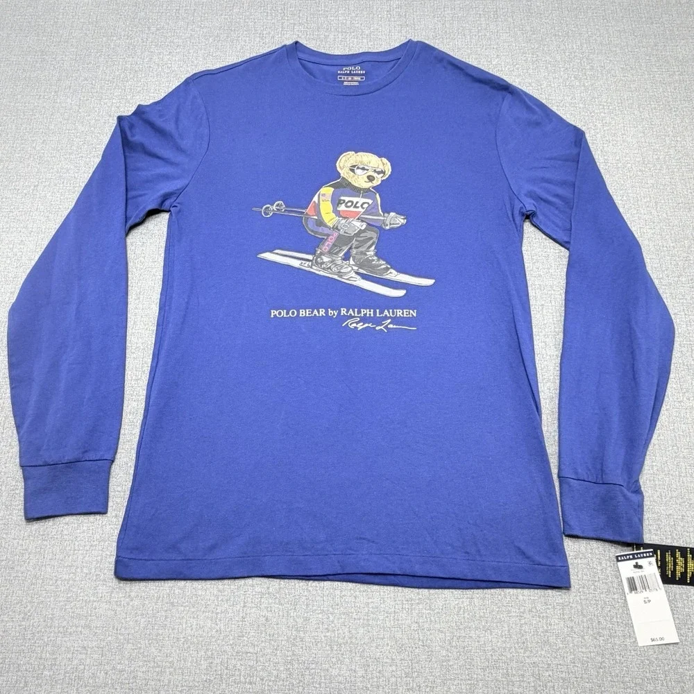 Polo Ralph Lauren Classic Fit Polo Bear Varsity Jersey T-Shirt Navy Short Sleeve